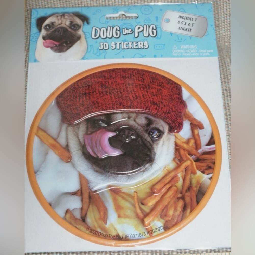 NWT Doug the Pug 3D sticker large